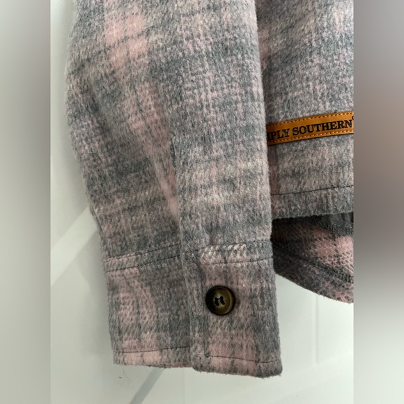 Simply Southern Pink Plaid Shacket - Picture 6 of 6